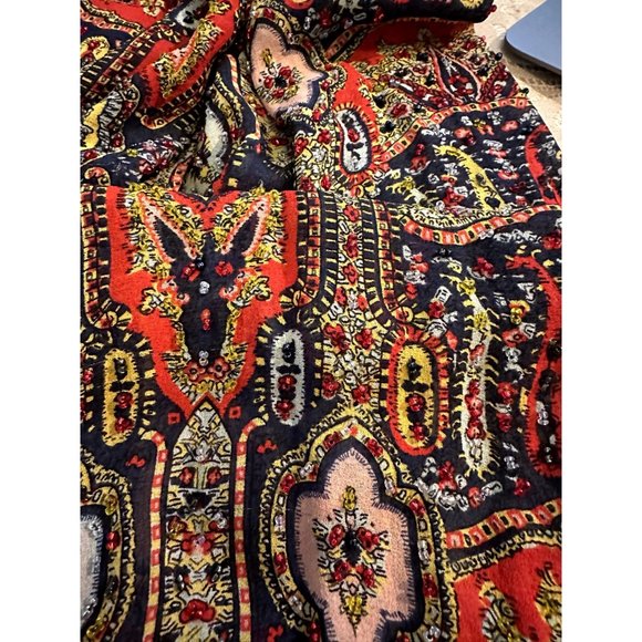 Vintage DKNY Beaded DOuble Layer Silk Paisley Chiffon Scarf - Picture 4 of 4